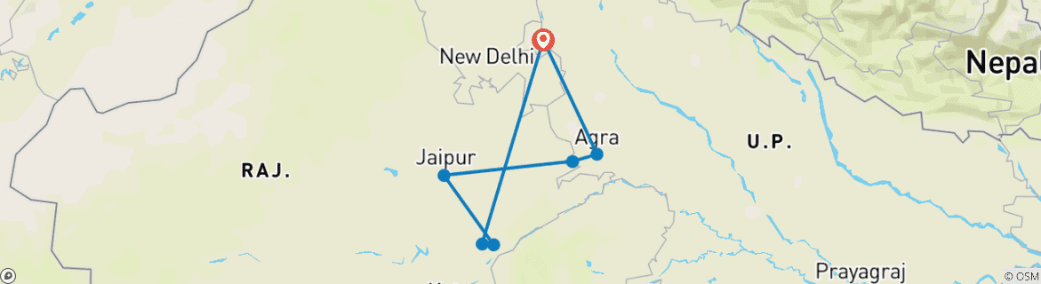 Foto van een kaart met de route van de rondreis