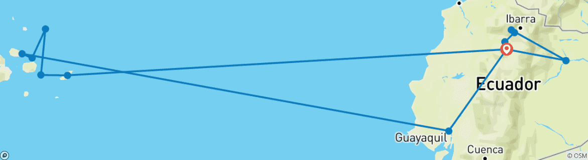 Image d'une carte montrant l'itinéraire du circuit