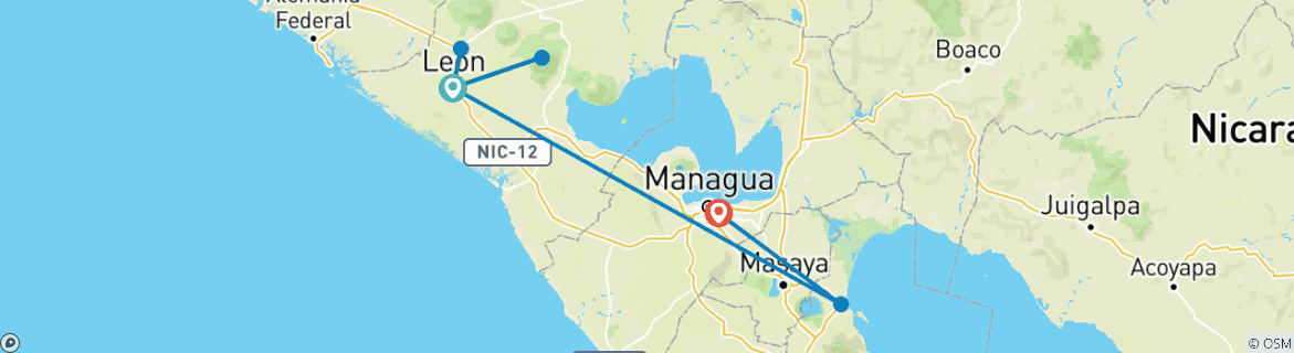 Foto van een kaart met de route van de rondreis