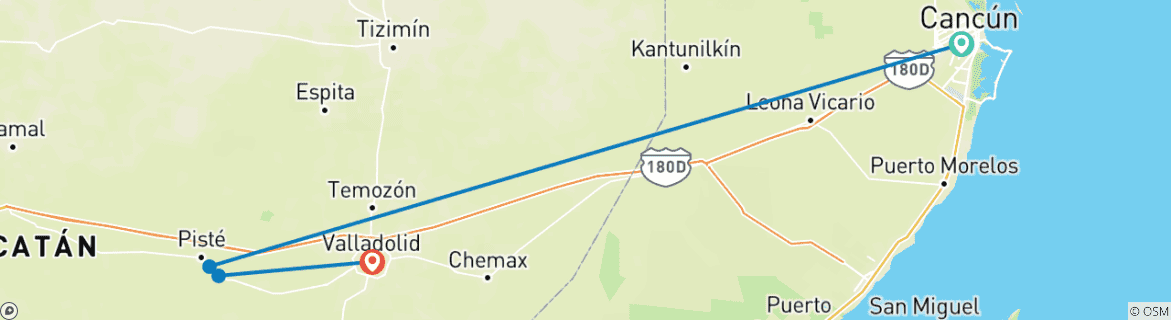 Image d'une carte montrant l'itinéraire du circuit