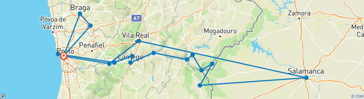 Image d'une carte montrant l'itinéraire du circuit