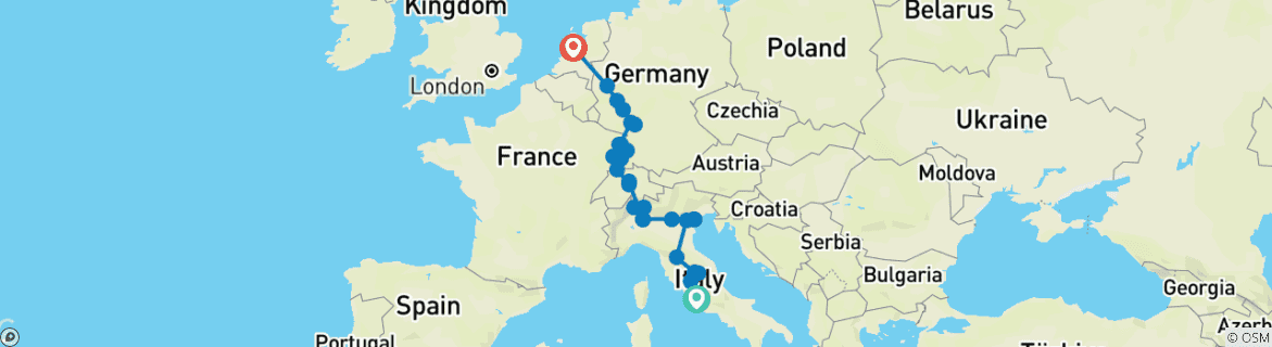 Karte mit der Reiseroute