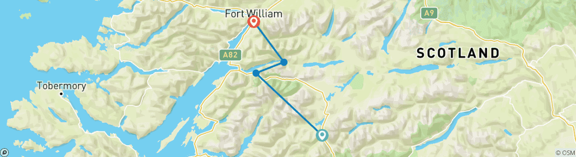 Karte mit der Reiseroute