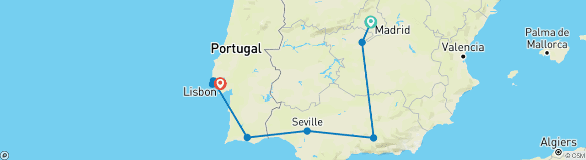 Image d'une carte montrant l'itinéraire du circuit