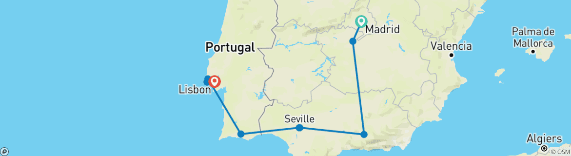 Image d'une carte montrant l'itinéraire du circuit