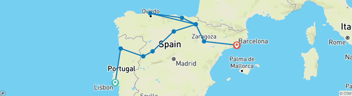 Image d'une carte montrant l'itinéraire du circuit