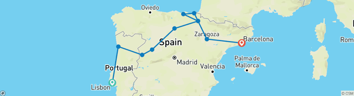 Image d'une carte montrant l'itinéraire du circuit