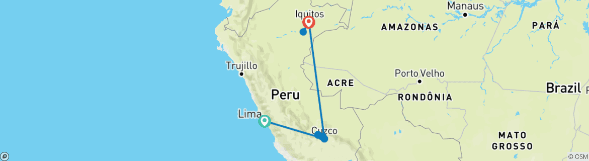 Image d'une carte montrant l'itinéraire du circuit