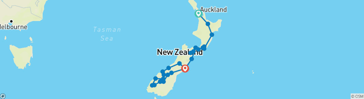 Image d'une carte montrant l'itinéraire du circuit