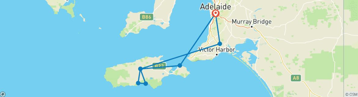 Foto van een kaart met de route van de rondreis