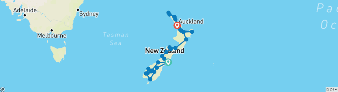 Image d'une carte montrant l'itinéraire du circuit