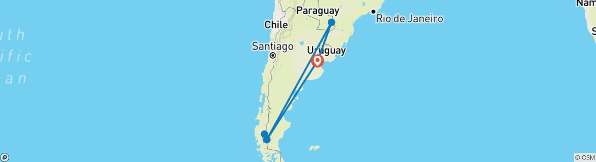 Image d'une carte montrant l'itinéraire du circuit