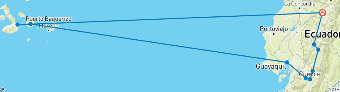 Karte mit der Reiseroute