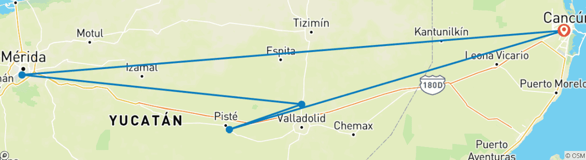 Carte du circuit HACIENDAS DE YUCATAN