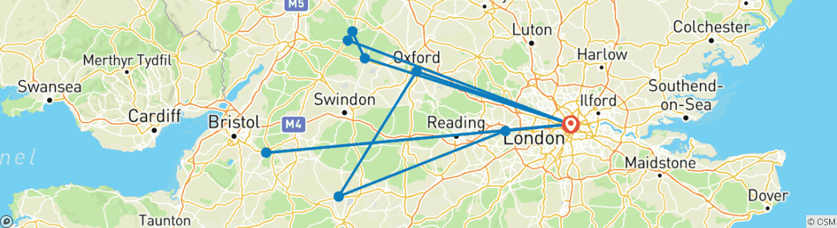 Image d'une carte montrant l'itinéraire du circuit