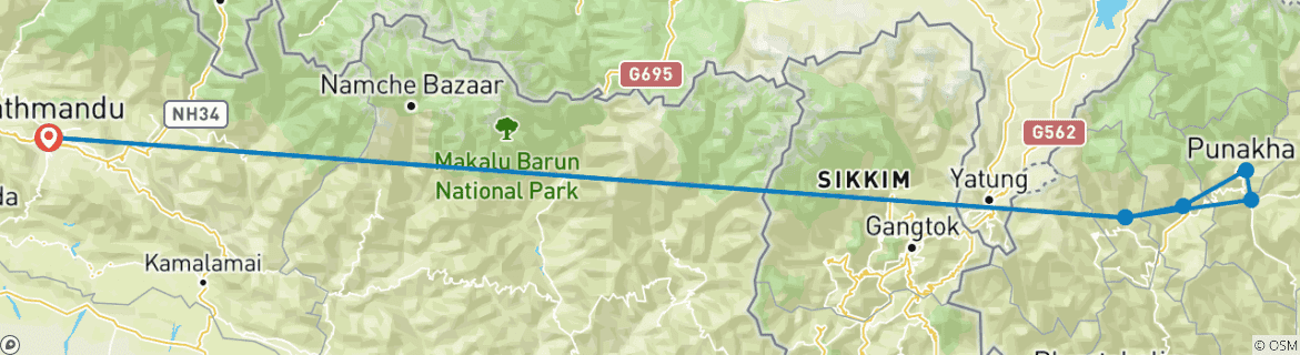 Image d'une carte montrant l'itinéraire du circuit