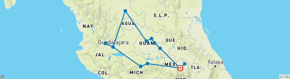 Image d'une carte montrant l'itinéraire du circuit