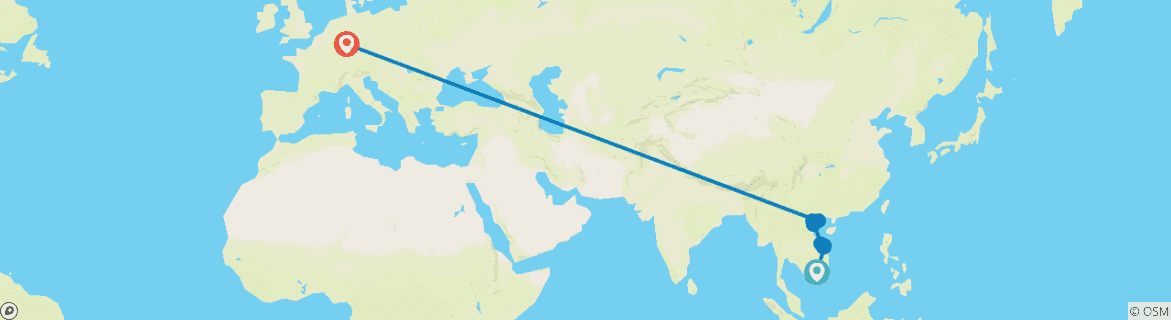 Image d'une carte montrant l'itinéraire du circuit