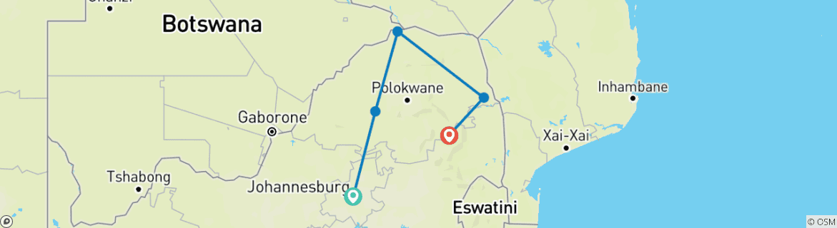 Karte mit der Reiseroute