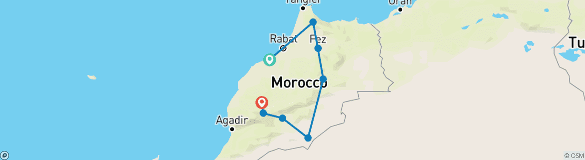 Image d'une carte montrant l'itinéraire du circuit