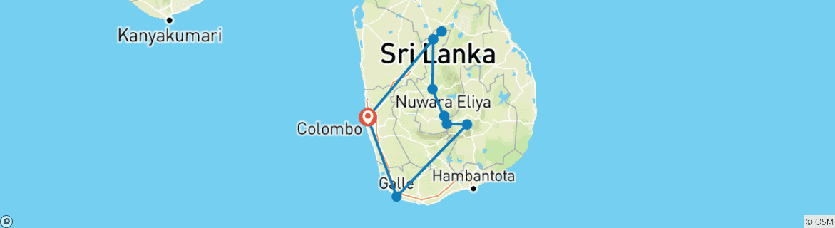 Image d'une carte montrant l'itinéraire du circuit