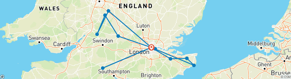 Image d'une carte montrant l'itinéraire du circuit