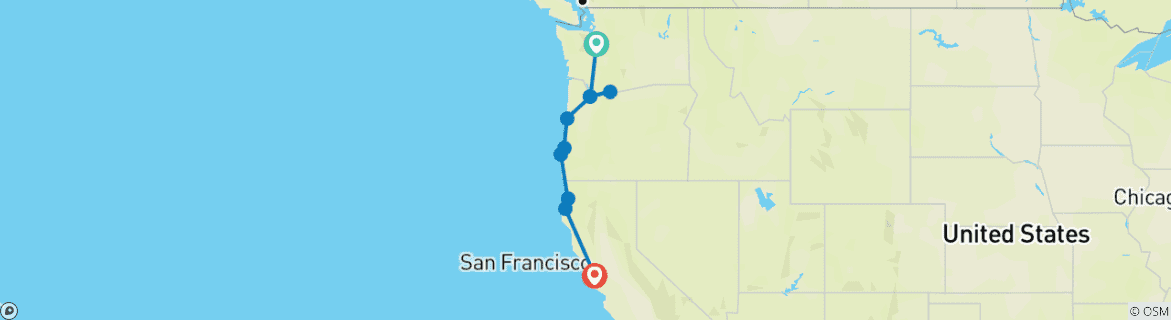 Image d'une carte montrant l'itinéraire du circuit