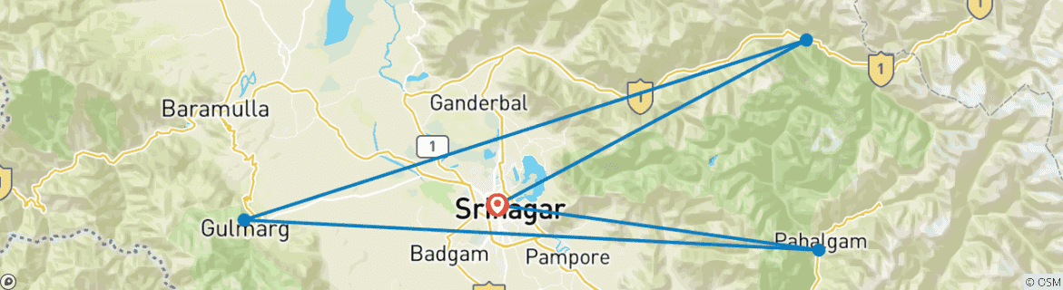 Karte mit der Reiseroute