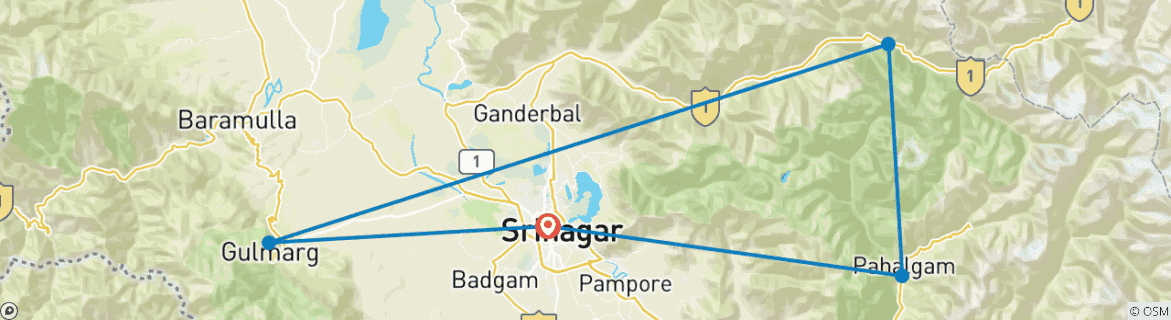 Image d'une carte montrant l'itinéraire du circuit