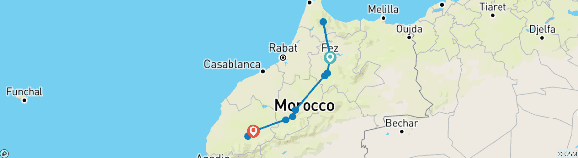 Image d'une carte montrant l'itinéraire du circuit