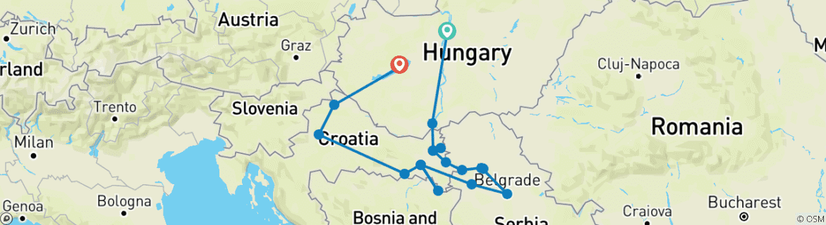 Image d'une carte montrant l'itinéraire du circuit