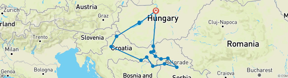 Image d'une carte montrant l'itinéraire du circuit