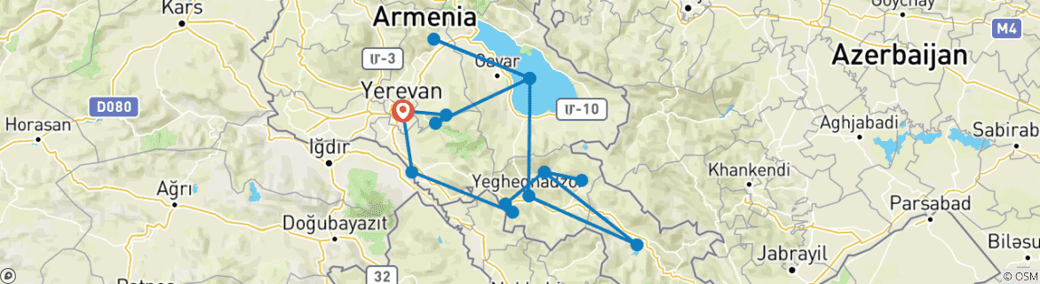 Karte mit der Reiseroute