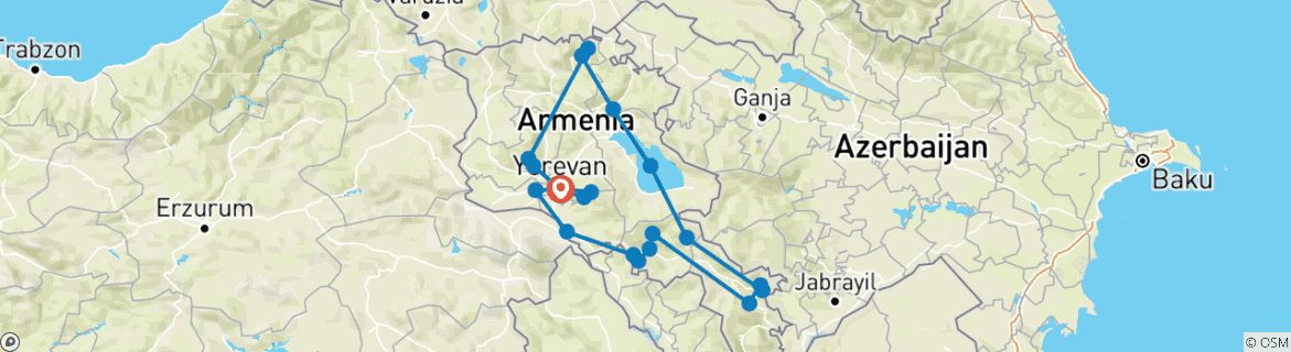 Karte mit der Reiseroute