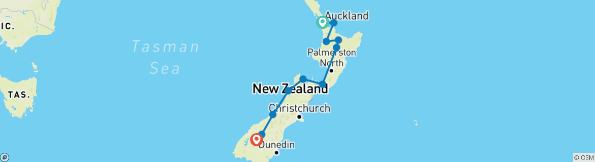 Image d'une carte montrant l'itinéraire du circuit