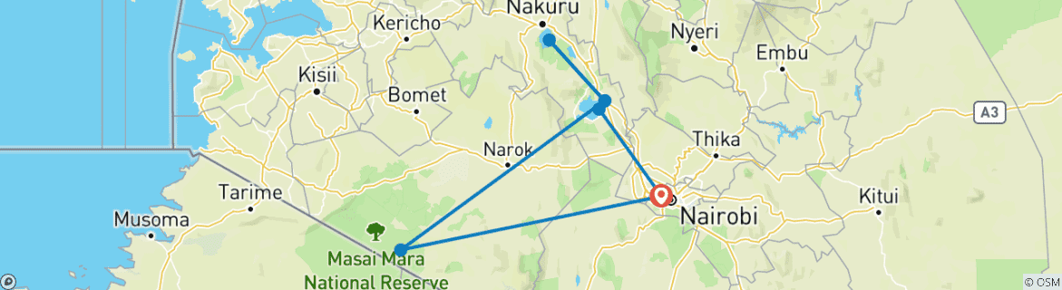 Carte du circuit Golf & Safari Experience Kenya Edition 10 jours / 9 nuits