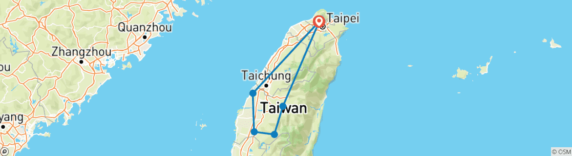 Image d'une carte montrant l'itinéraire du circuit