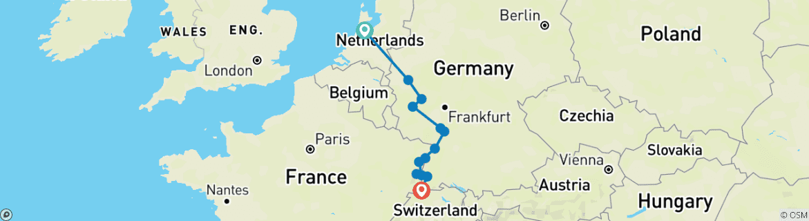 Image d'une carte montrant l'itinéraire du circuit