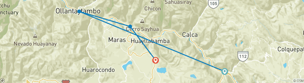 Image d'une carte montrant l'itinéraire du circuit