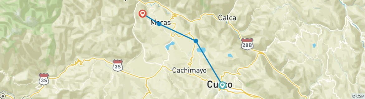 Image d'une carte montrant l'itinéraire du circuit