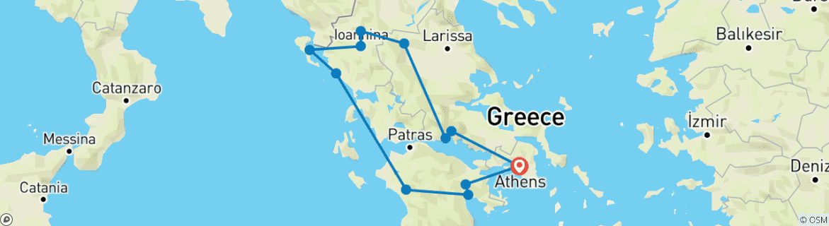 Image d'une carte montrant l'itinéraire du circuit