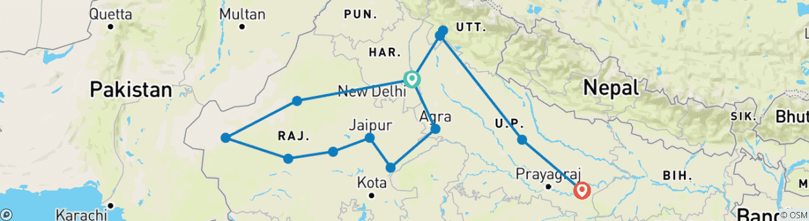Carte du circuit Inde : Explorateur du Nord