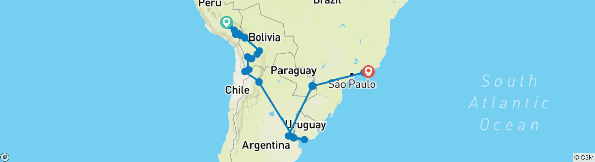 Carte du circuit De Cusco à Rio