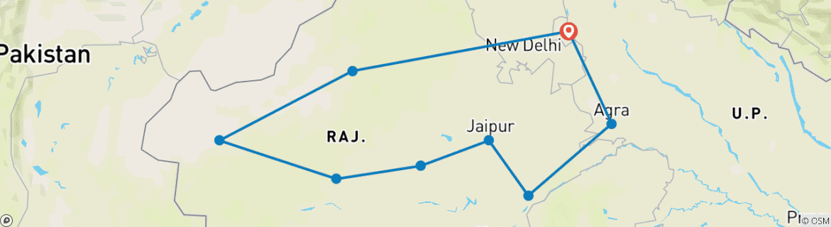 Image d'une carte montrant l'itinéraire du circuit