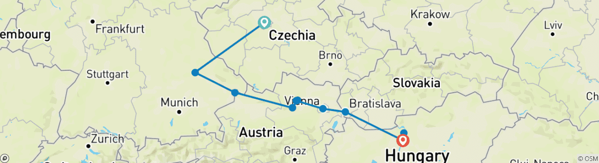 Image d'une carte montrant l'itinéraire du circuit