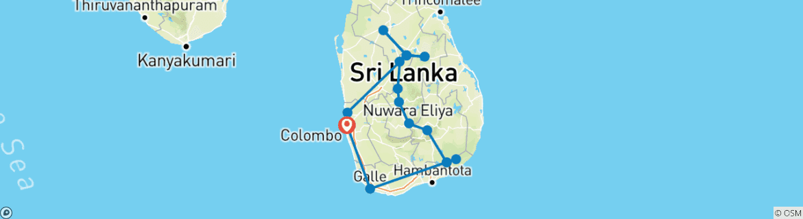 Karte mit der Reiseroute