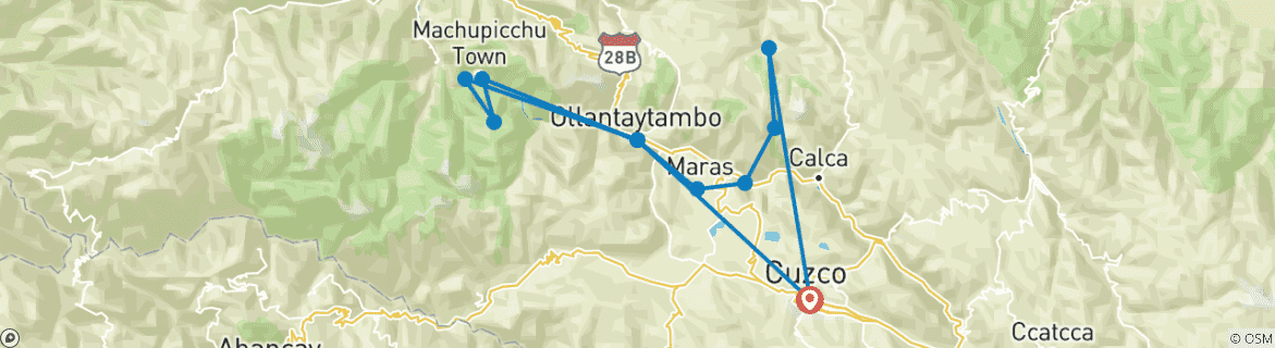 Image d'une carte montrant l'itinéraire du circuit