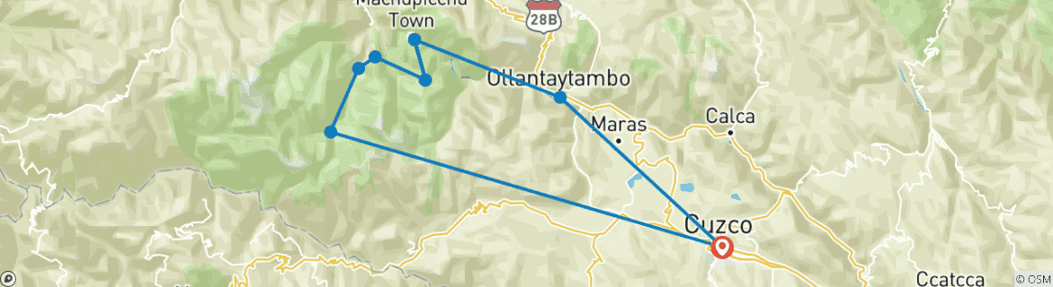 Image d'une carte montrant l'itinéraire du circuit