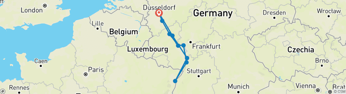 Foto van een kaart met de route van de rondreis