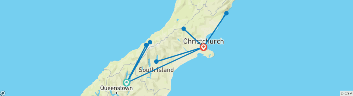 Image d'une carte montrant l'itinéraire du circuit